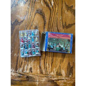 Set Of 20 Victorian Miniature Hand-Painted Polystone Ornaments For Christmas Tre